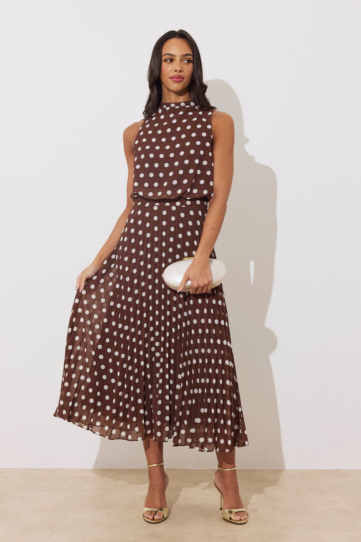 Milly Polka Dot Pleat Dress