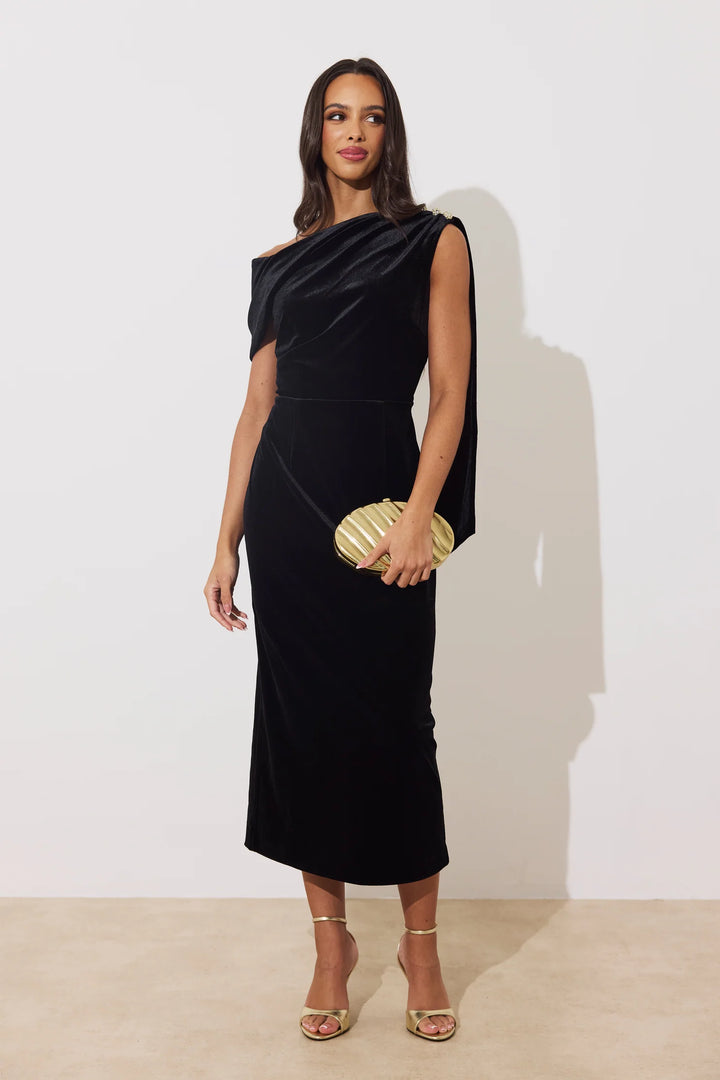 Eleni Black Velvet Dress