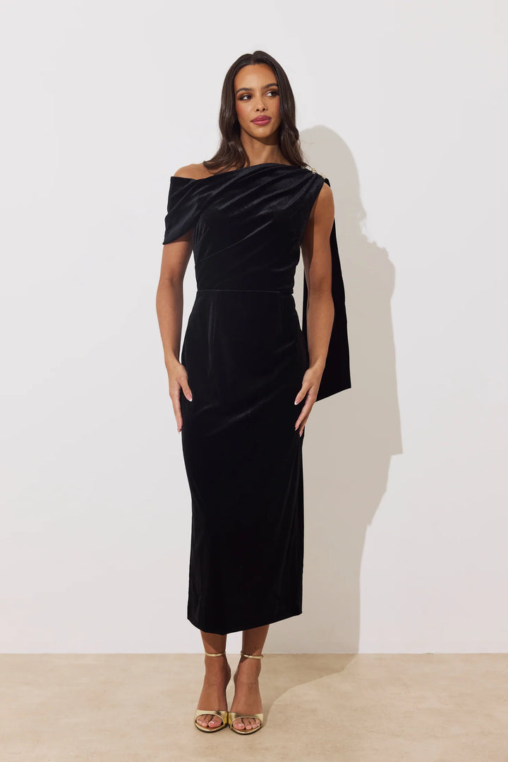 Eleni Black Velvet Dress