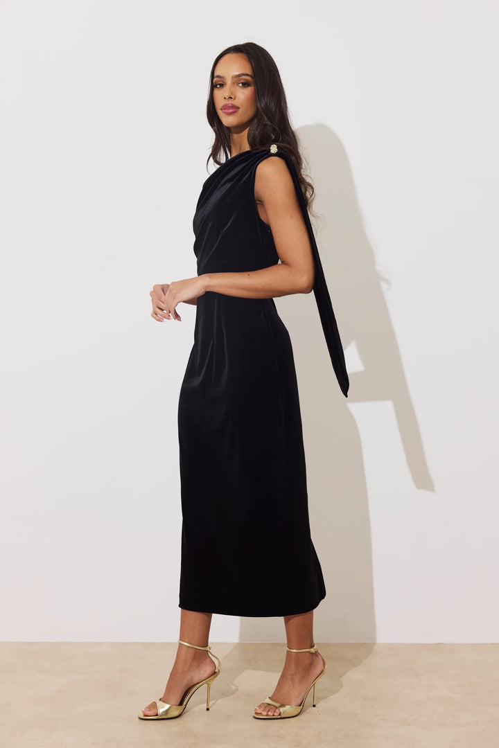 Eleni Black Velvet Dress