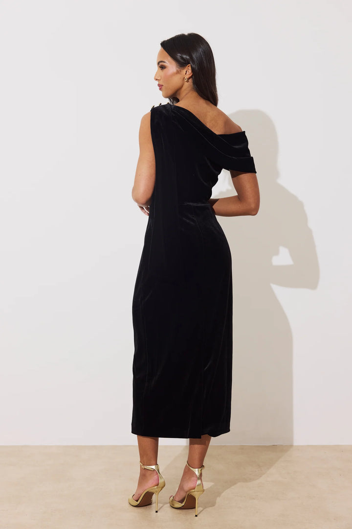 Eleni Black Velvet Dress