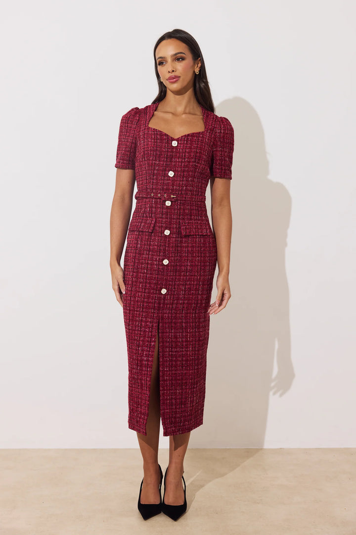 Harriet Oxblood Tweed Dress