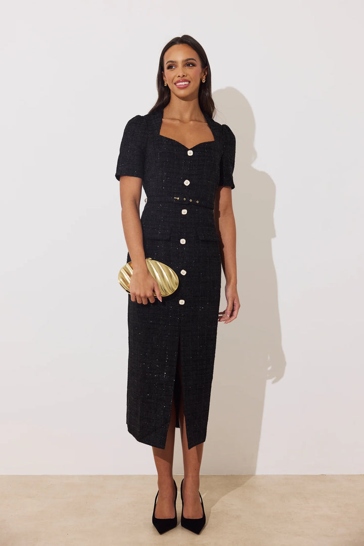 Harriet Black Sparkle Tweed Dress