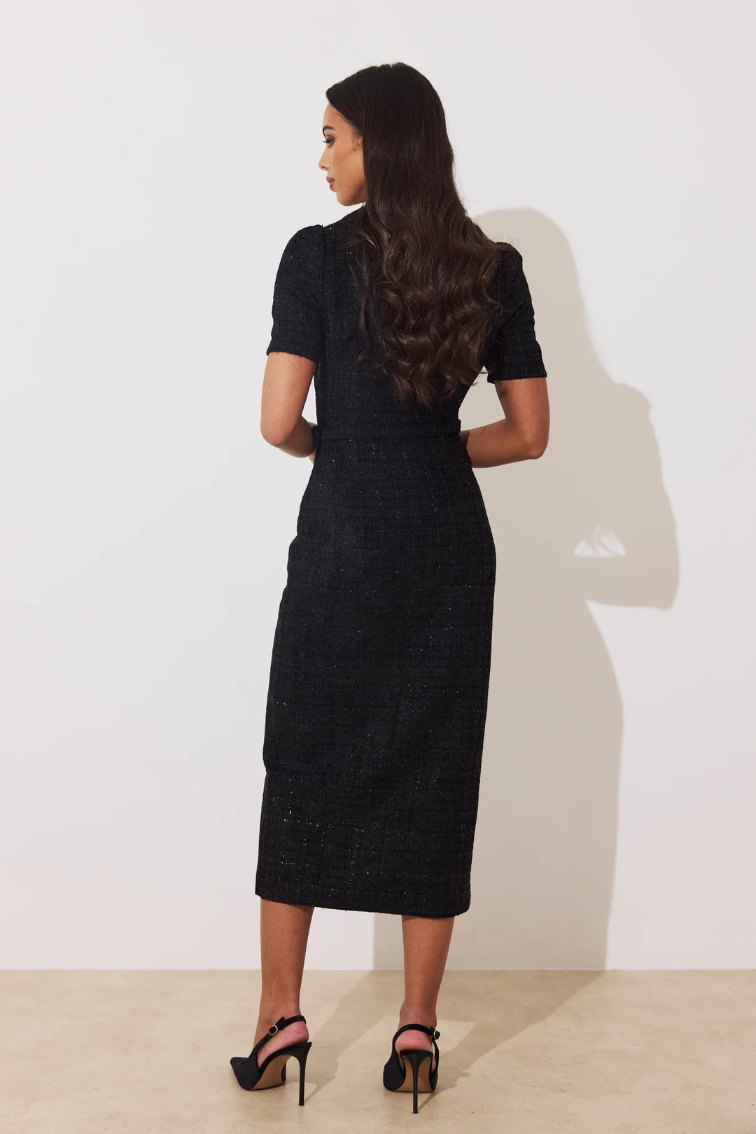 Harriet Black Sparkle Tweed Dress