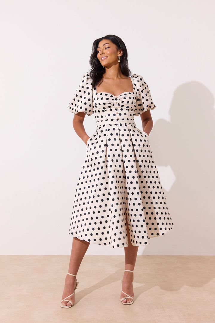 Audrey Polka Dot Puff Sleeve
