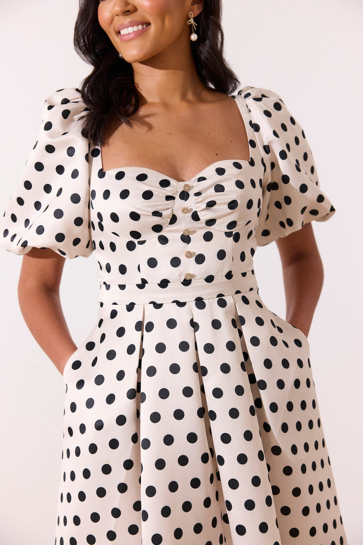 Audrey Polka Dot Puff Sleeve