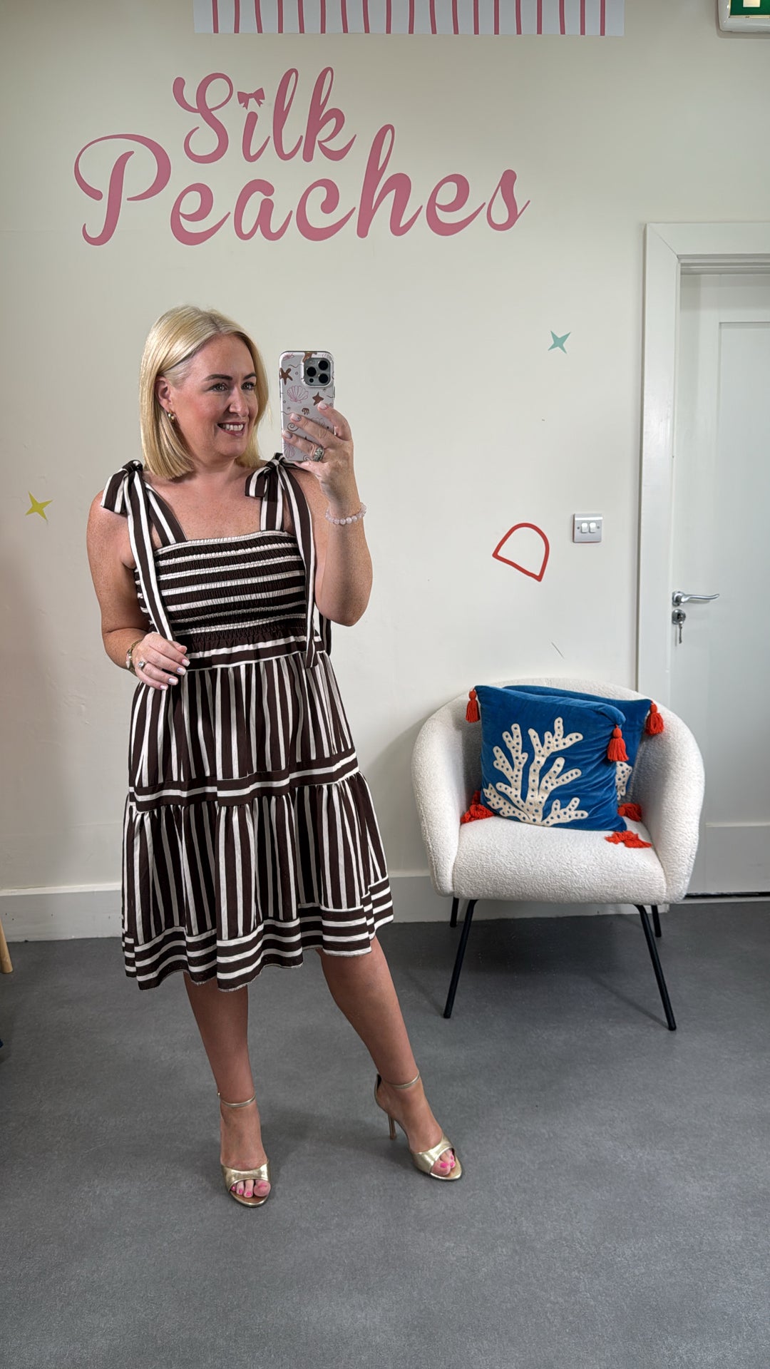 Short Brown &amp; White Dress