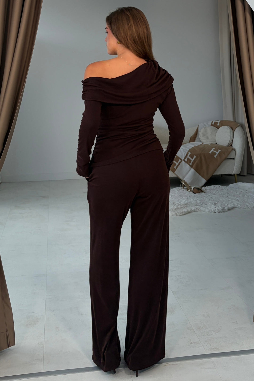 Jay Wide Leg Brown Trouser
