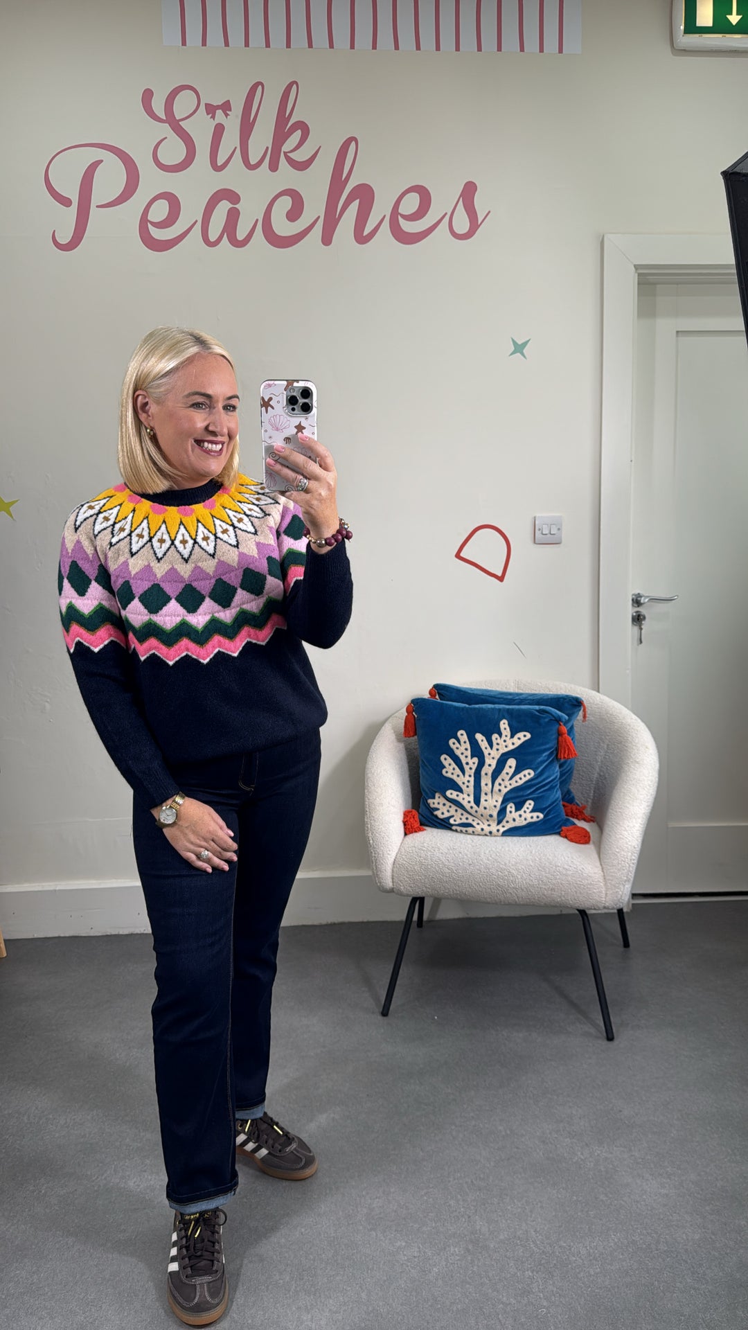 Multicolour Knit Diamond Jumper