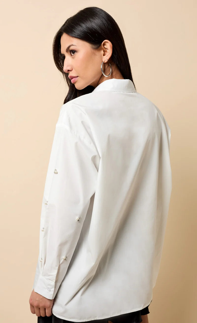 WHITE EMBELISHED SHIRT