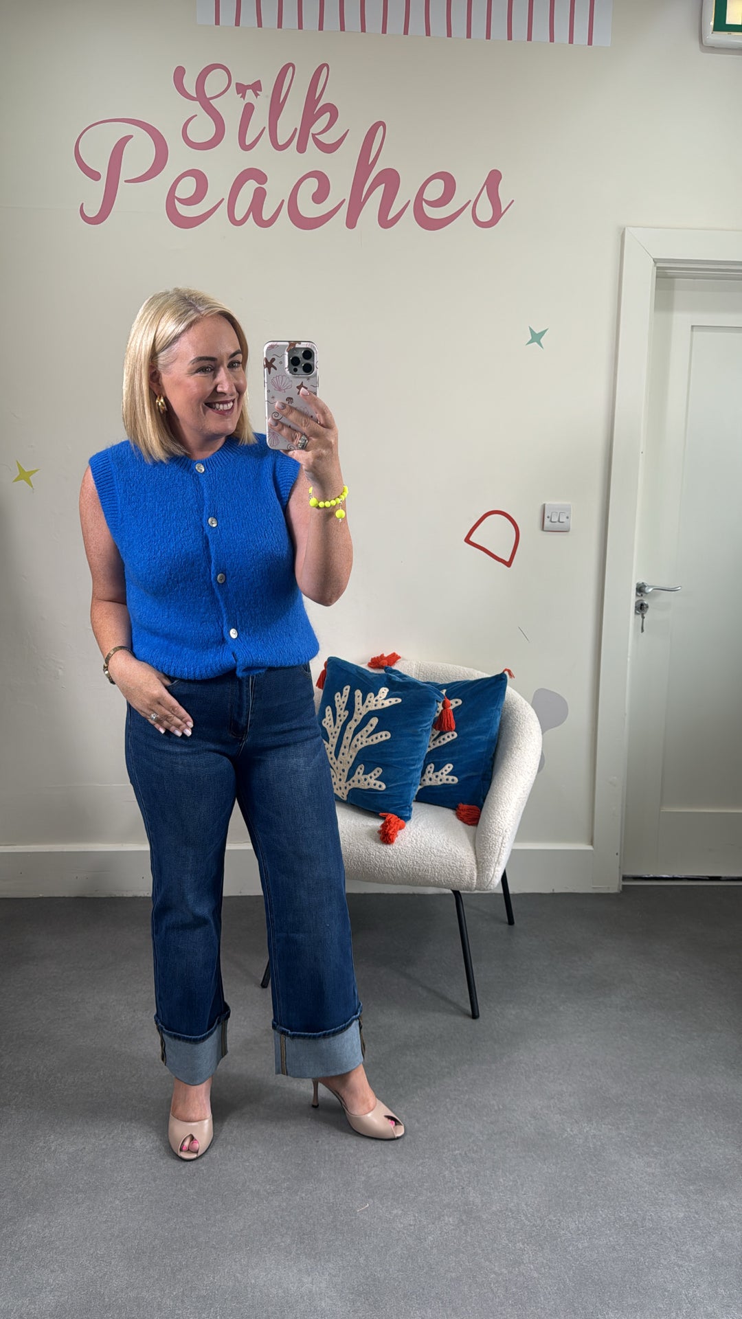 Royal Blue Sleveless Cardigan