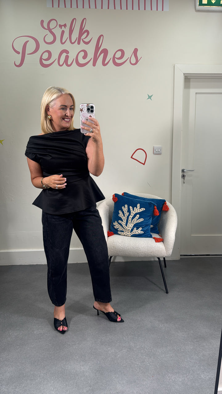 Connie Black Peplum Top