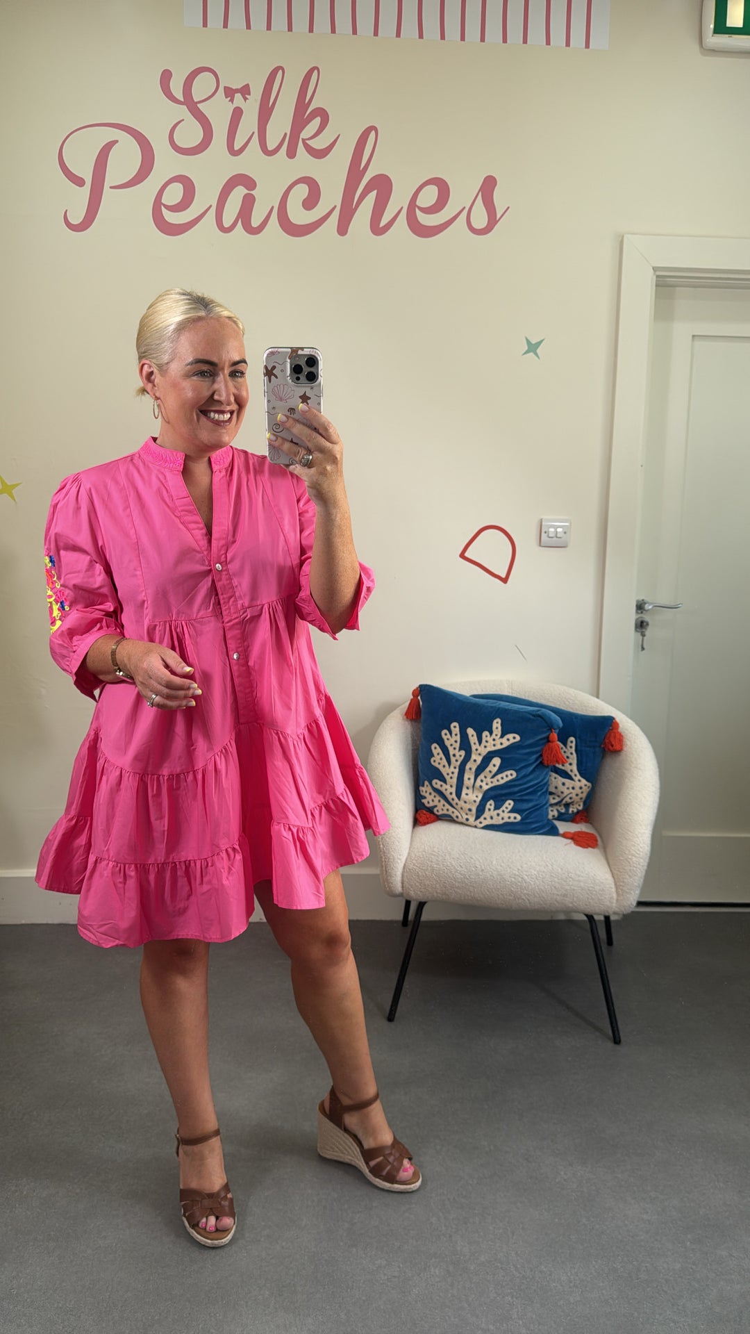 Pink Embroidered Short Dress