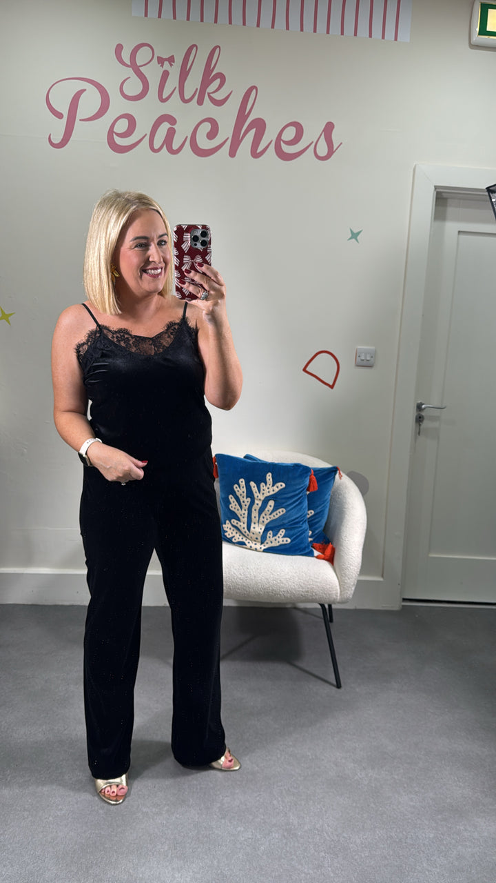 Grace black velvet trouser