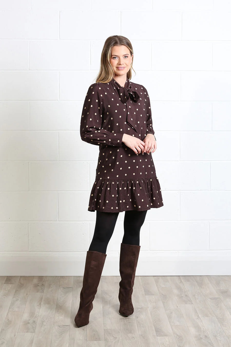Annabelle Dress Brown Dot