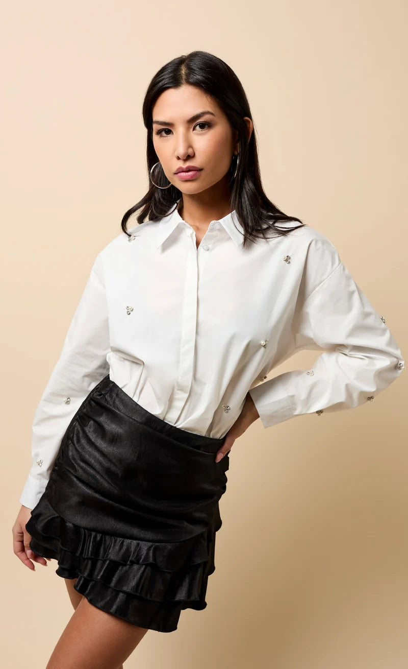 WHITE EMBELISHED SHIRT