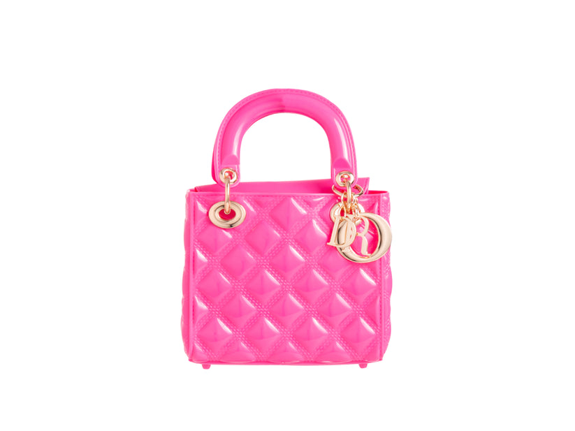 Neon Pink Bucket Bag &amp; Charm