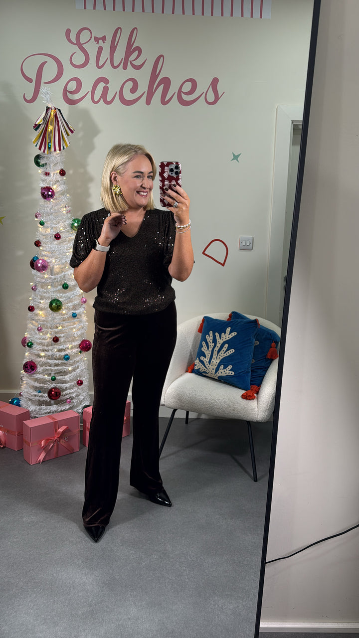 Sandra Sequin Brown Top