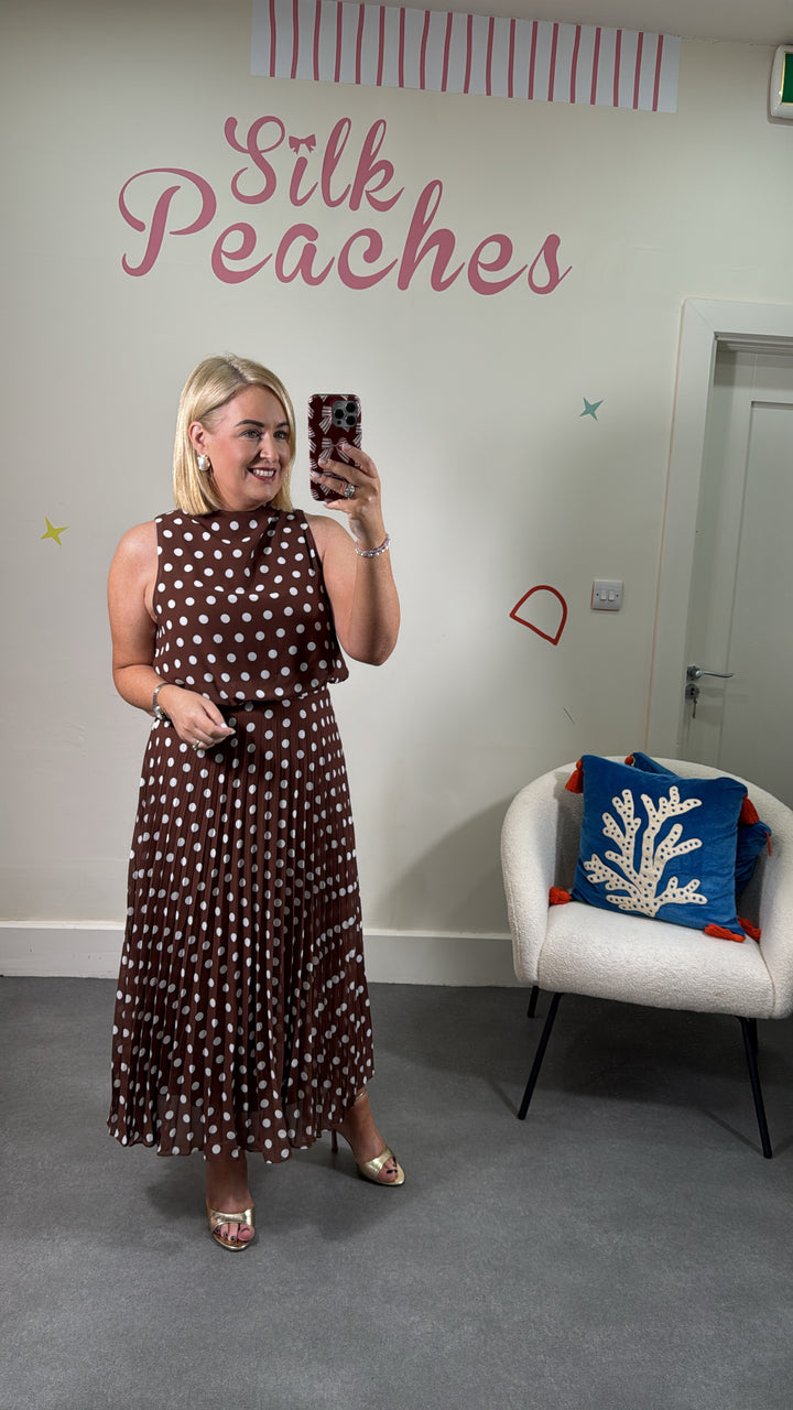 Milly Polka Dot Pleat Dress