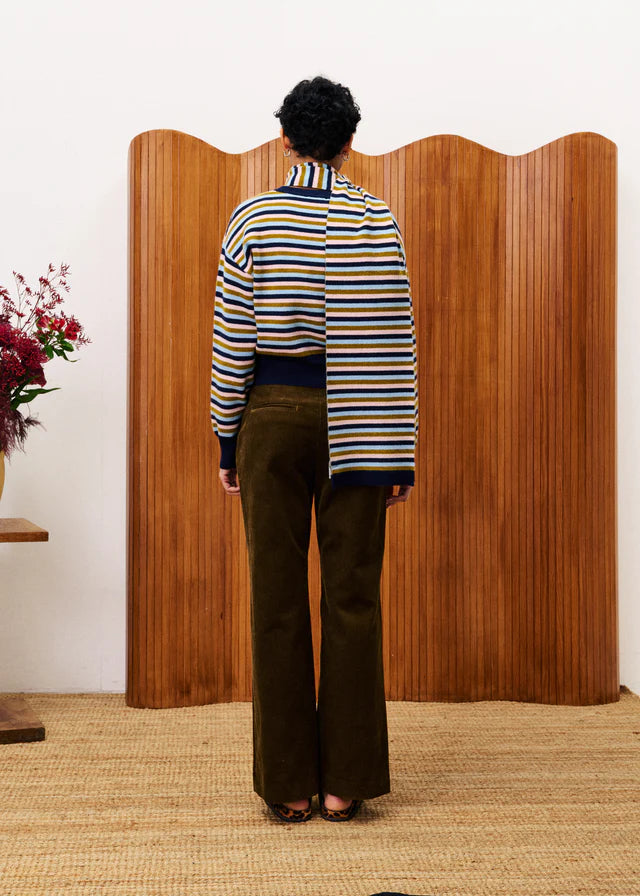 TONKINOIS NAVY CARDIGAN SCARF-SET