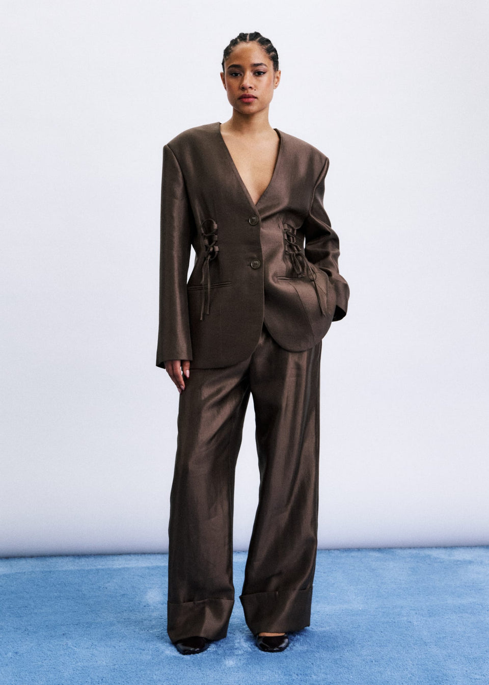Windsor Brown Satin Blazer