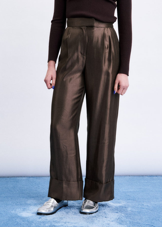 Ascot Brown Satin Trousers