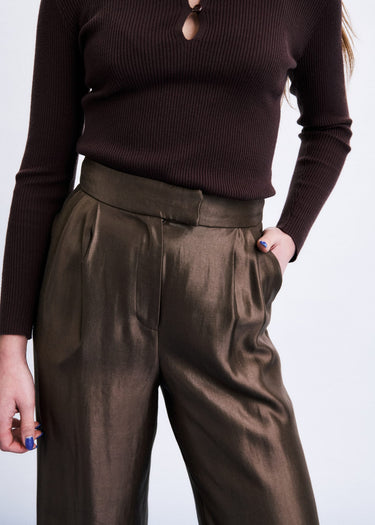Ascot Brown Satin Trousers