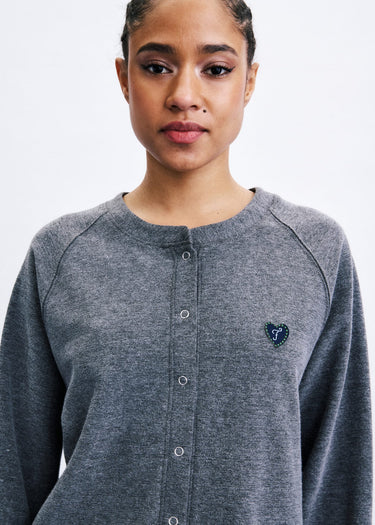 Grey Button Up Sweatshirt