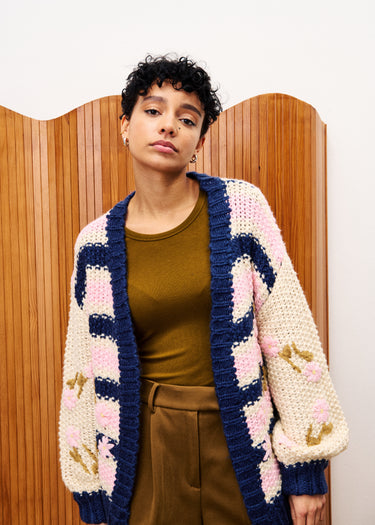 PINK DAHLIA CARDIGAN