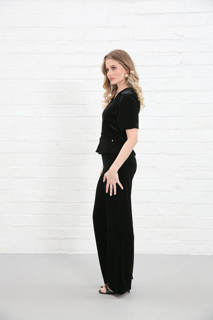 Clara Black Velvet Trousers