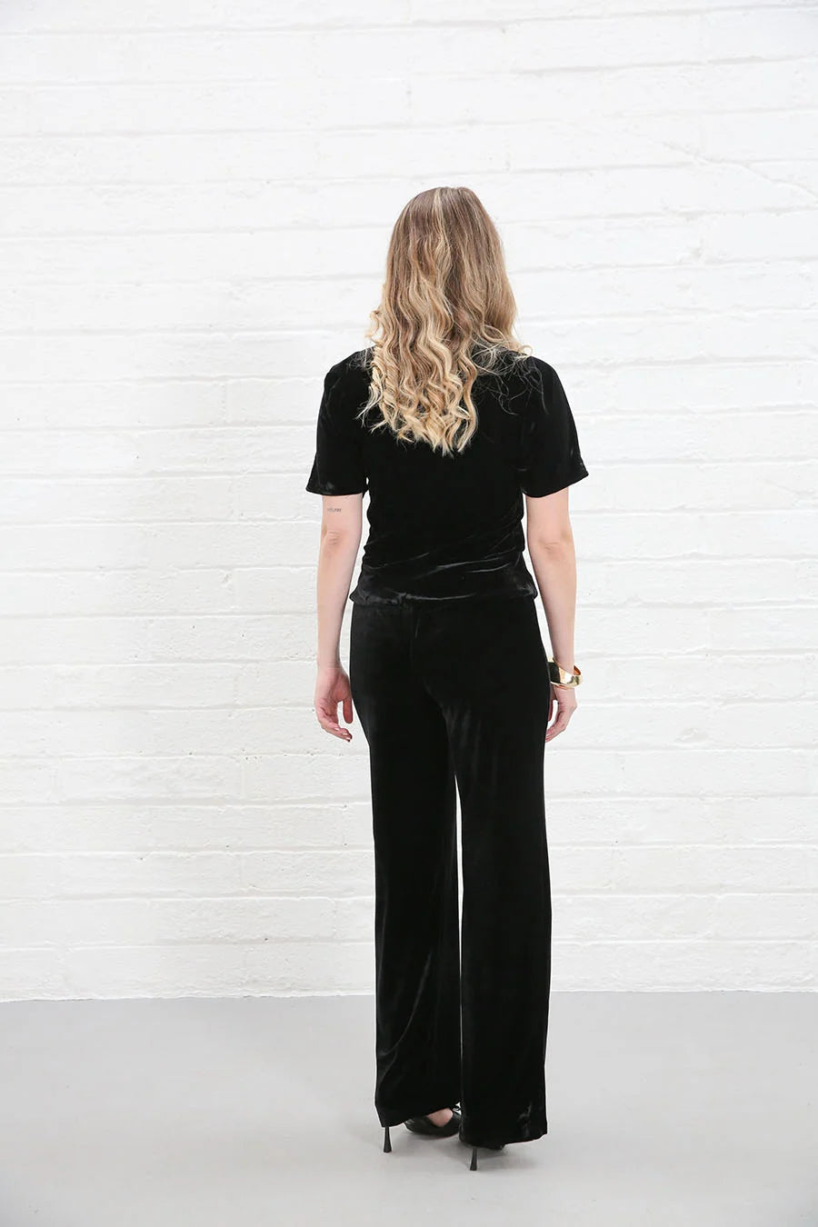 Clara Black Velvet Trousers