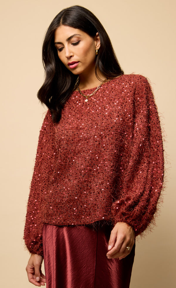 CHERRY SEQUIN EYELASH JUMPER
