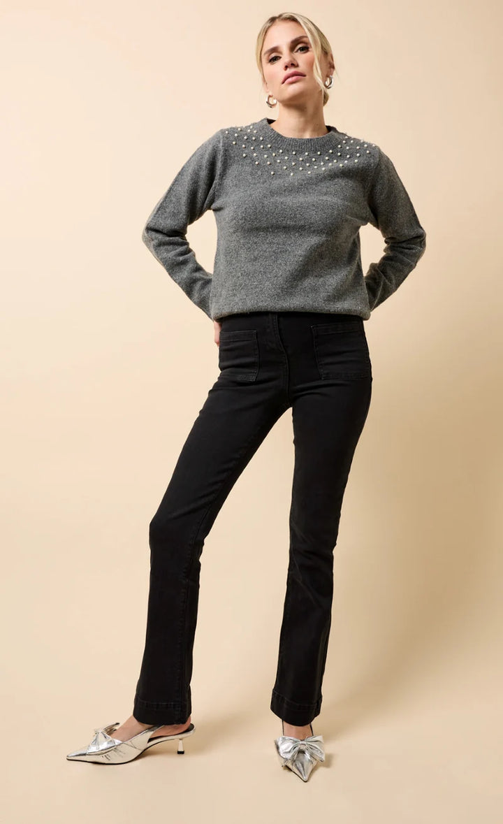 GREY EMBELISHED KNITTED JUMPER