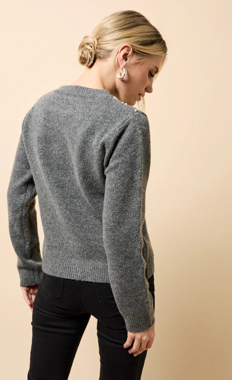 GREY EMBELISHED KNITTED JUMPER