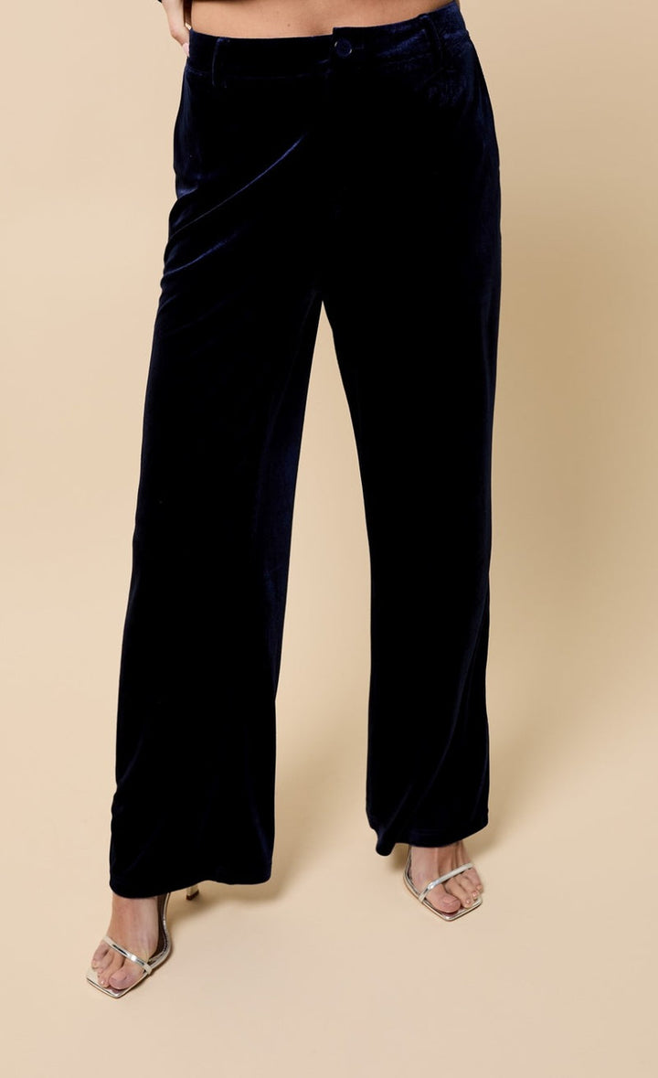 NAVY VELVET TROUSERS