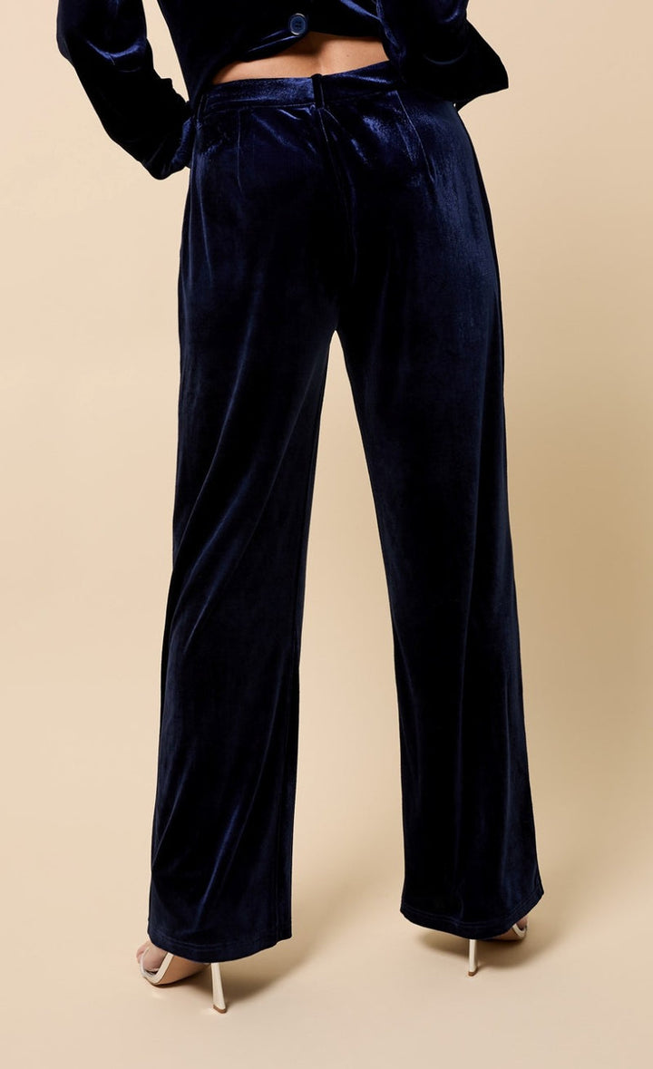 NAVY VELVET TROUSERS