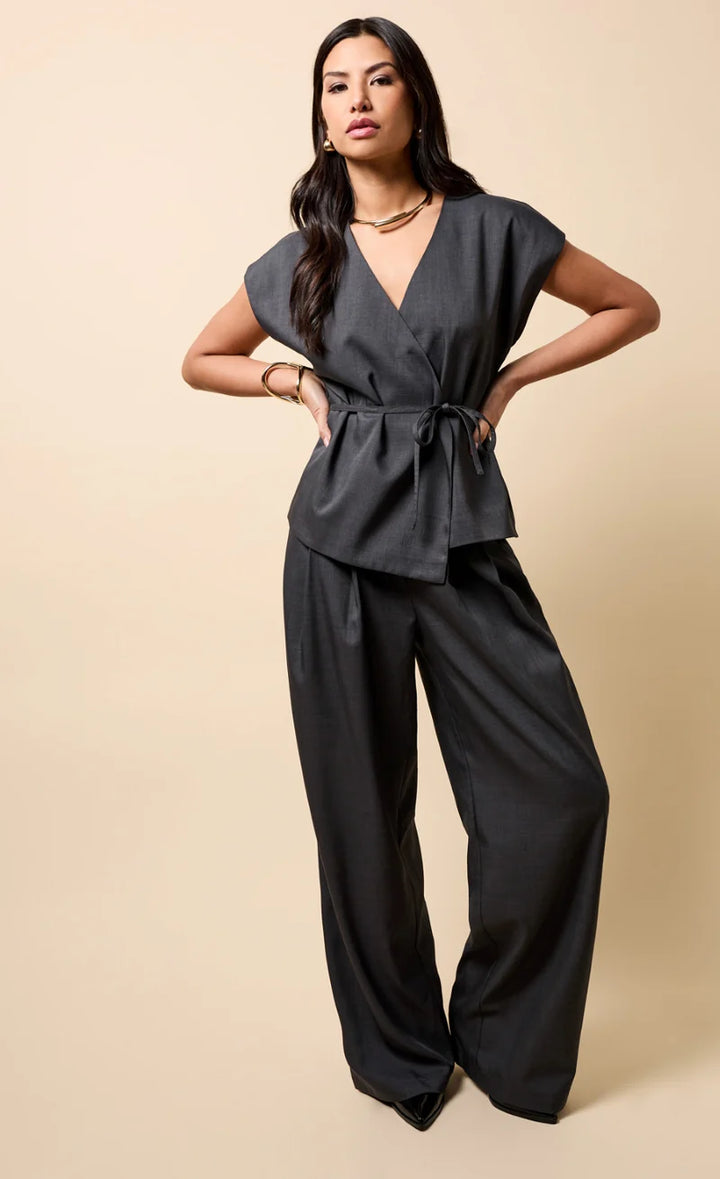 Aurelia Grey Wide Leg Trousers