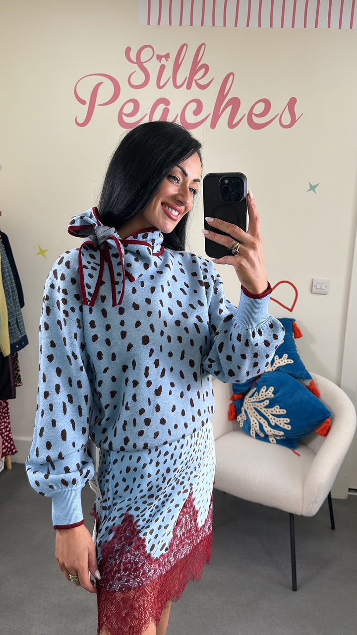 Blue Deer Scarf Jumper