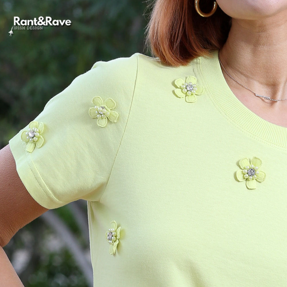 Ella Lime Green Flower Tee