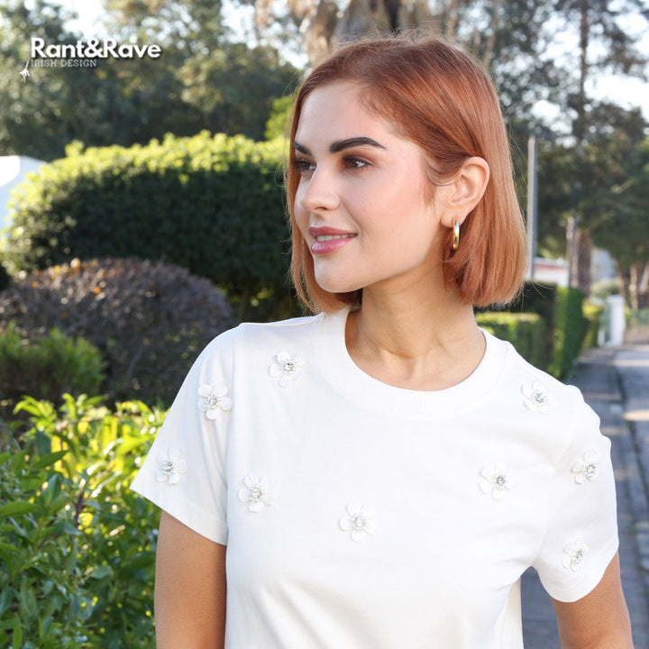 Ella Soft White Flower Tee
