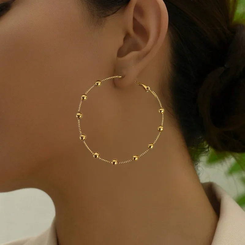 Gold Bead Hoops