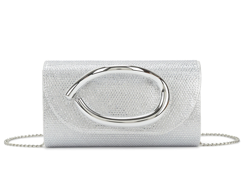 Silver Detail Diamond Clutch