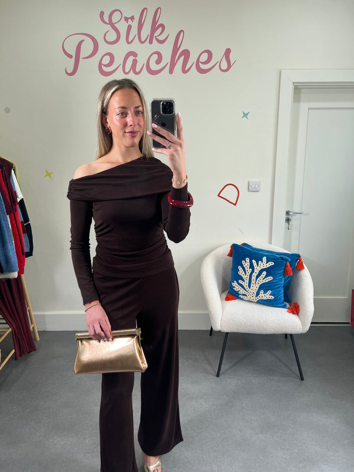 Jay Wide Leg Brown Trouser