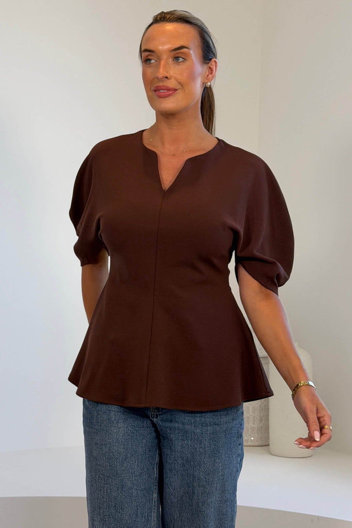 Sheila Peplum Brown Top