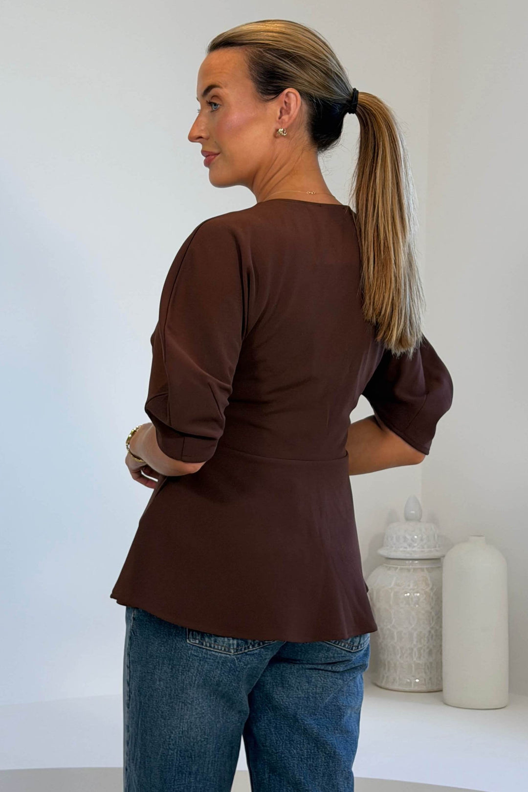 Sheila Peplum Brown Top