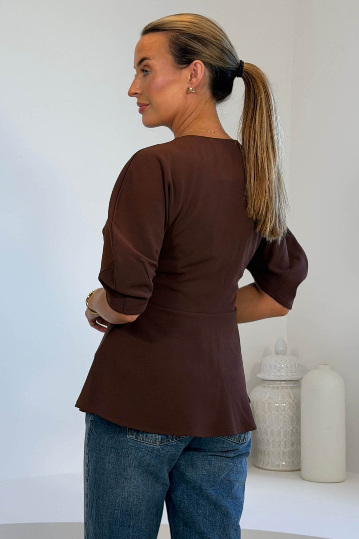 Sheila Peplum Brown Top