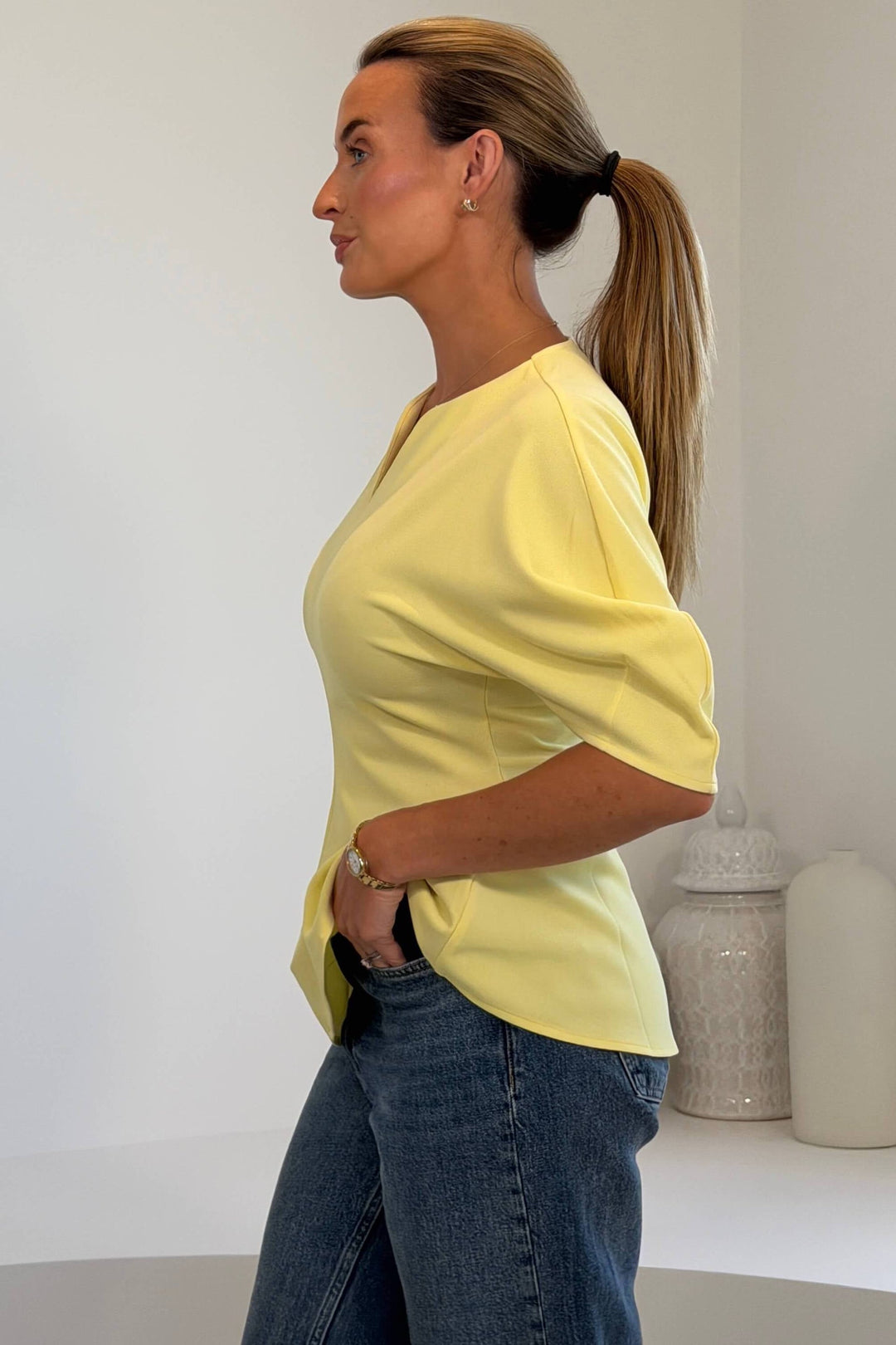 Sheila Peplum Yellow Top