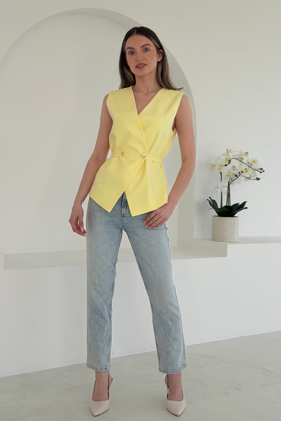 Luni Yellow Waistcoat Top