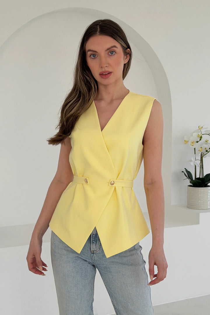 Luni Yellow Waistcoat Top