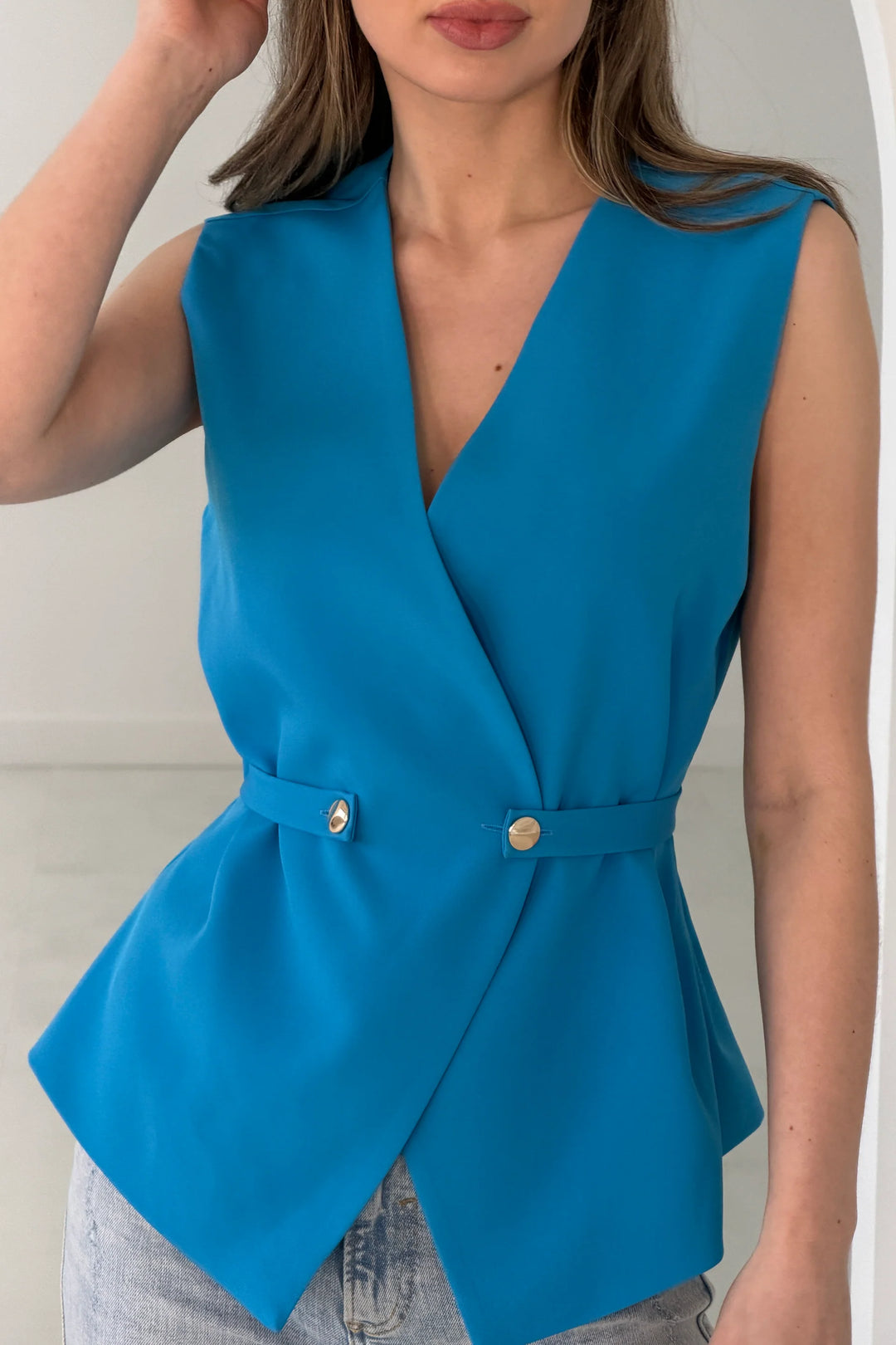 Luni Blue Waistcoat Top